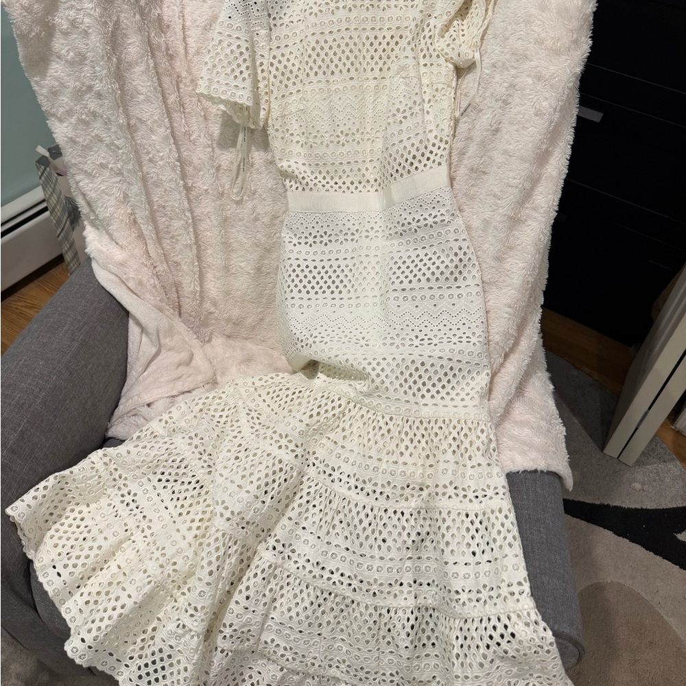 Self-Portrait Cream Eyelet Midi Dress size 0
